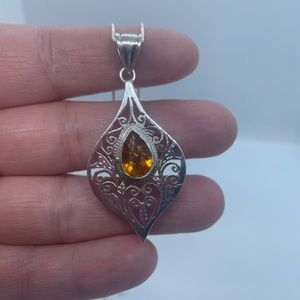 Sterling Silver Natural Citrine Necklace